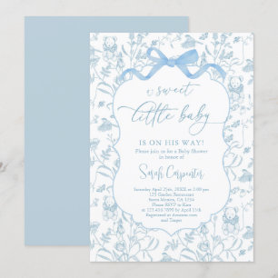 Invitación del niño Bow azul de Baby Shower de Toi