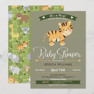 Invitación del niño de Baby Shower del tigre de Sa