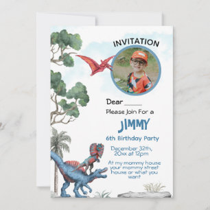 Invitación del niño de cumpleaños de Dinosaur