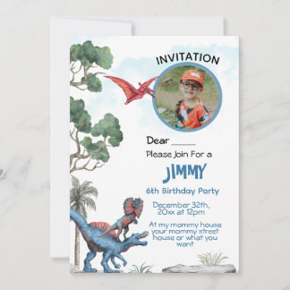 Invitación del niño de cumpleaños de Dinosaur