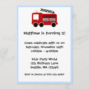 Invitación del niño de cumpleaños del Camión Rojo