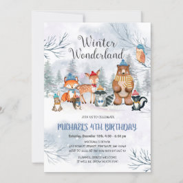 Invitación del niño de cumpleaños Woodland Winter 