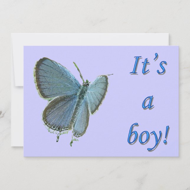 Invitación del niño del Recién nacido azul con col (Anverso)