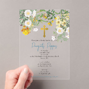 Invitación del niño griego ortodoxo bautizando