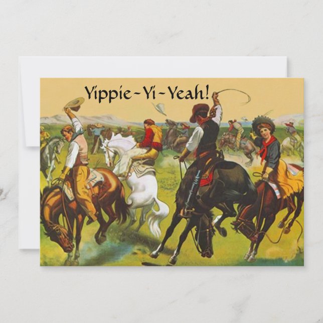 Invitación del oeste salvaje del fiesta de Yippie (Anverso)