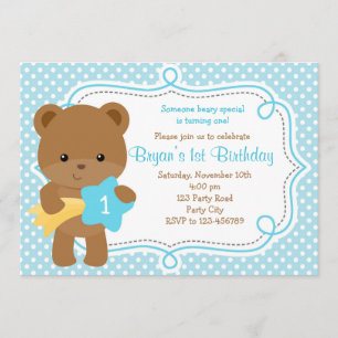 Invitación del oso (1r cumpleaños/Baby Shower) -