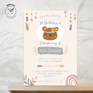 Invitación del oso boho