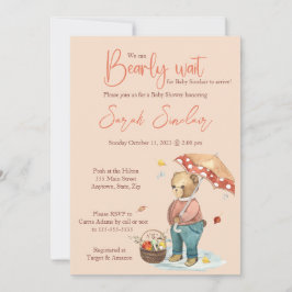 Invitación del Oso de Otoño a Baby Shower, oso de 
