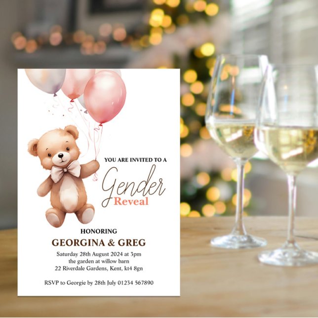 Invitación del oso de peluche para revelar el géne (Subido por el creador)