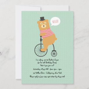 Invitación del oso en bicicleta