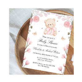 Invitación del oso Teddy Chica rosado de Baby Show