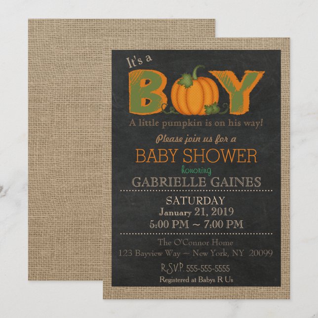 Invitación del país de Baby Shower del muchacho de (Anverso / Reverso)