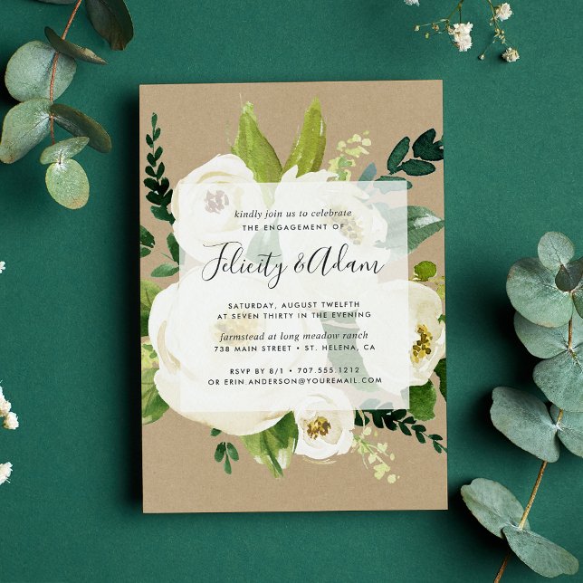 Invitación del partido Alabaster Floral Engagement (Subido por el creador)