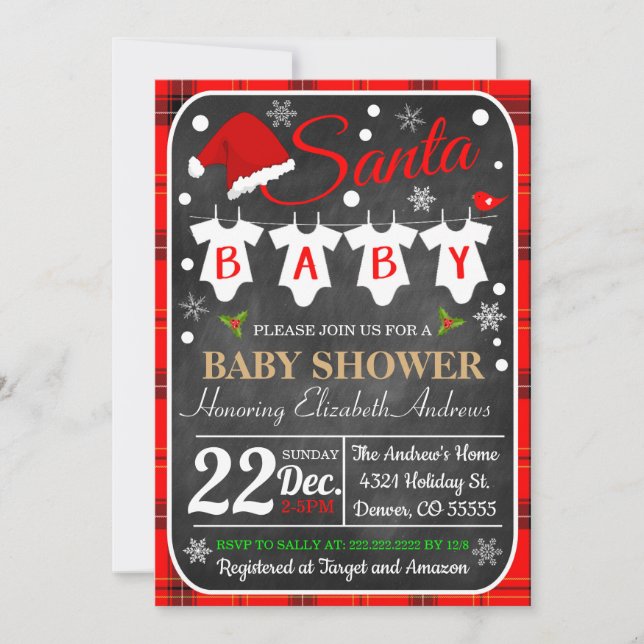 Invitación del partido Baby Shower de navidades (Anverso)