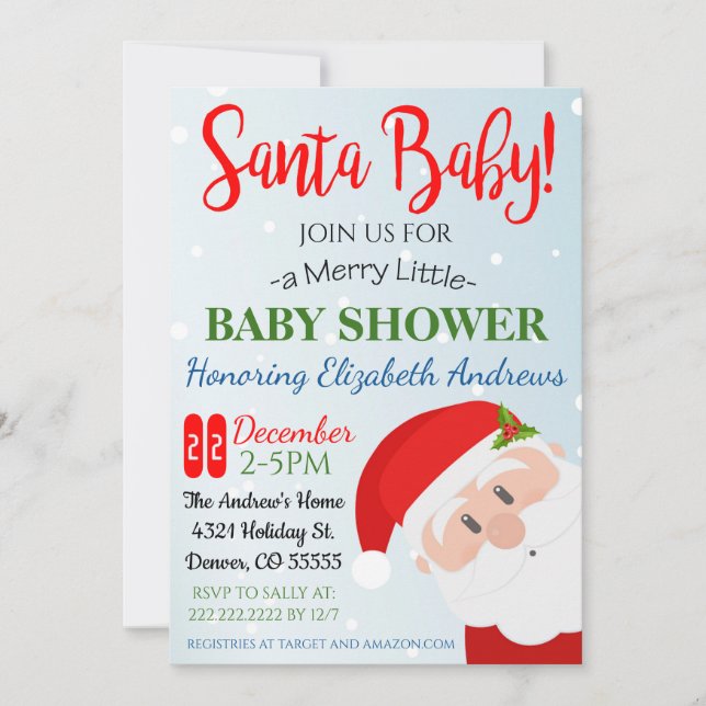Invitación del partido Baby Shower de Navidades (Anverso)