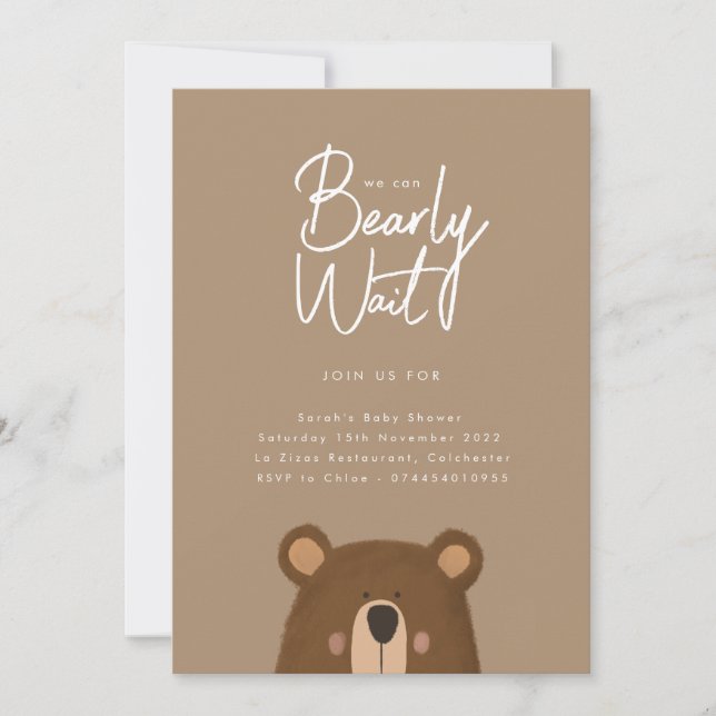 Invitación del partido Baby Shower del oso neutro (Anverso)