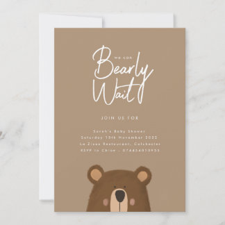 Invitación del partido Baby Shower del oso neutro