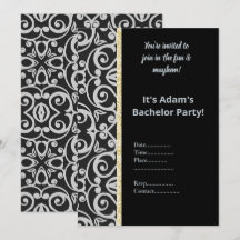 INVITACIÓN DEL PARTIDO BACHELOR DE PATRÓN GRIS DE 