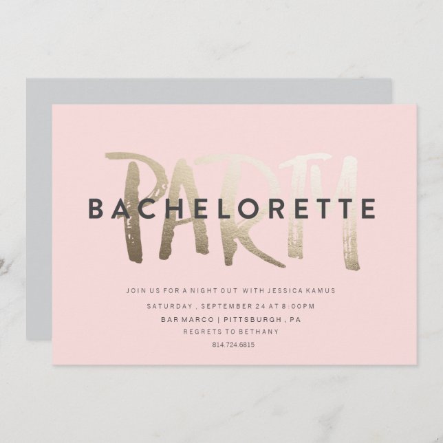 INVITACIÓN DEL PARTIDO BACHELORETTE // RELIEVE MET (Anverso / Reverso)