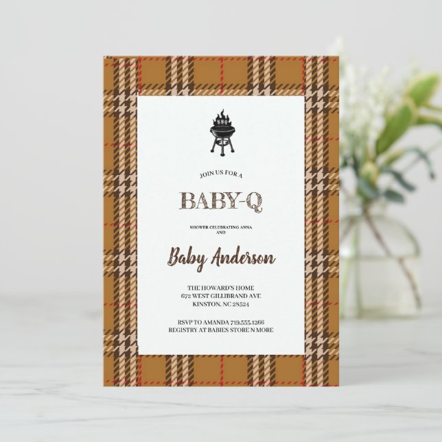 INVITACIÓN DEL PARTIDO BBQ BABYSHOWER (Anverso de pie)