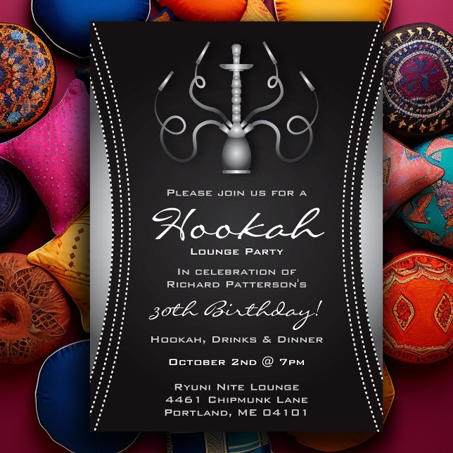 Invitación del partido Black Hookah (Black Hookah Party Invitation
)