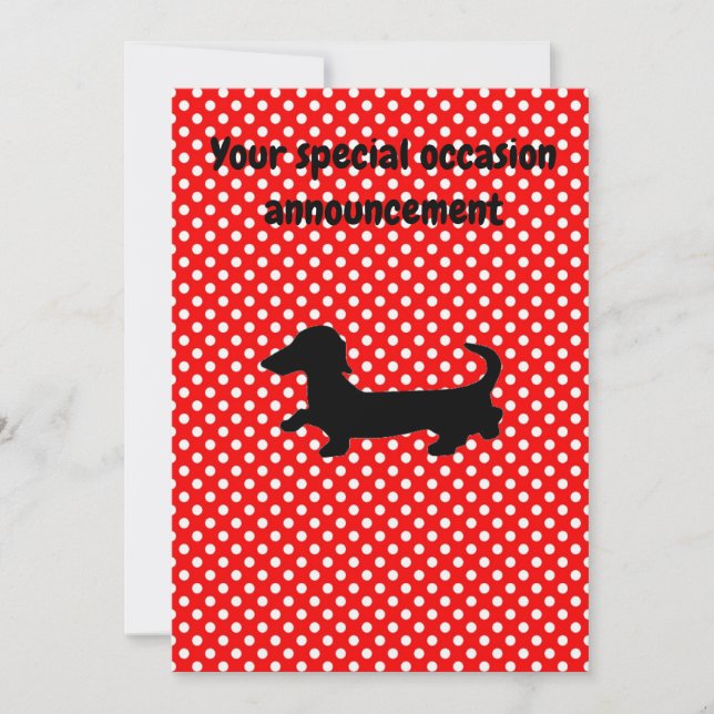 Invitación del Partido Blanco y Rojo de Dachshund (Anverso)