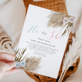 Invitación del partido Boho Pampas Grass Gender Re