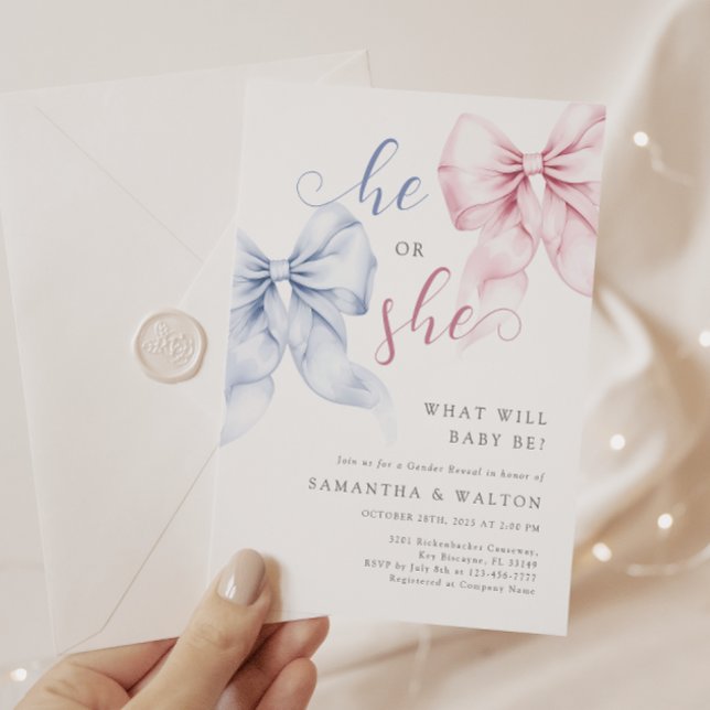 Invitación del partido Bows Gender Reveal (Subido por el creador)