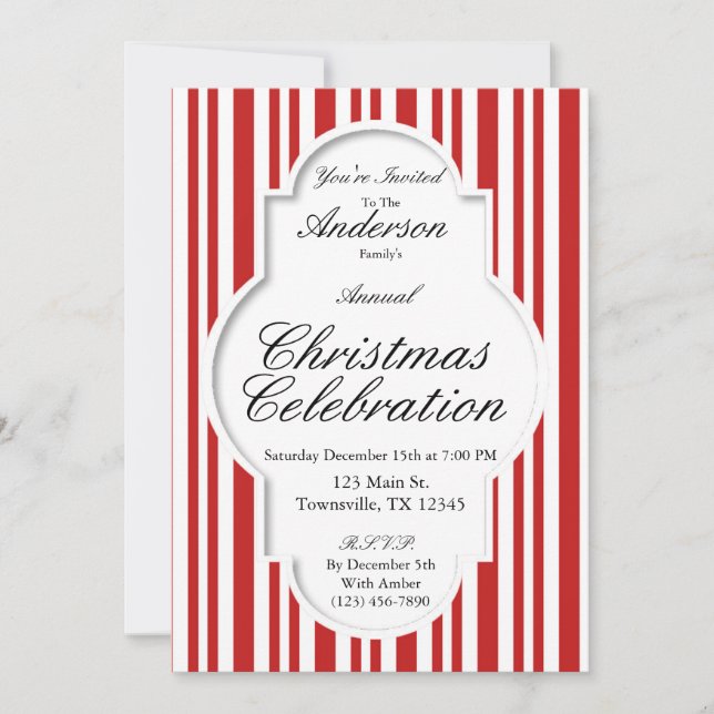 Invitación del partido Candy Cane de los navidades (Anverso)