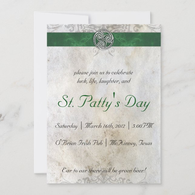 Invitación del partido Celtic Knot Triskelion Gree (Anverso)