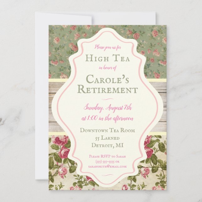 Invitación del Partido Chic a Shabby, floral y vic (Anverso)