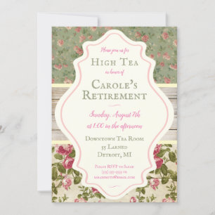 Invitación del Partido Chic a Shabby, floral y vic