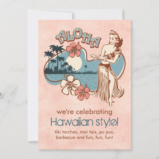 Invitación del partido Chica Aloha Hula (Anverso)