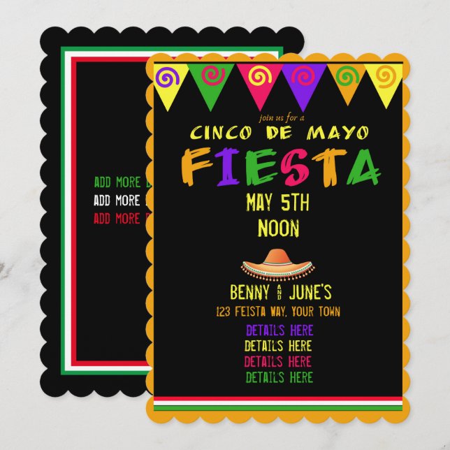 Invitación del partido Cinco De Mayo (Anverso / Reverso)