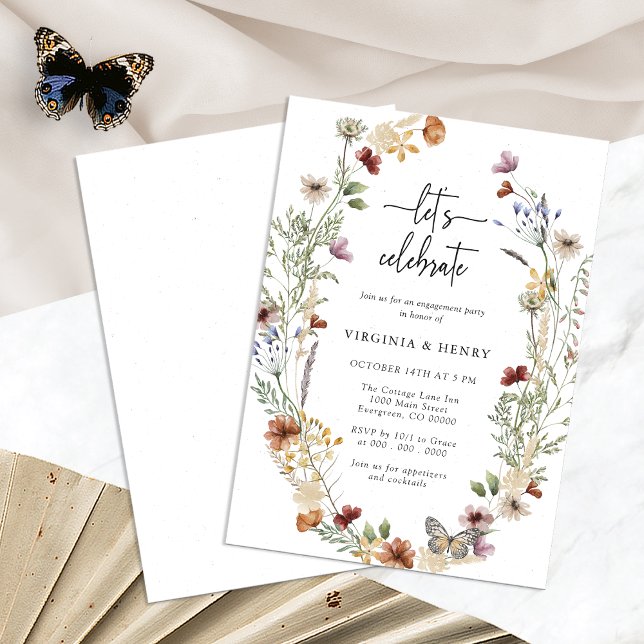 Invitación del Partido Compromiso del Boho Blanco (White Floral Boho Engagement Party Invitation by Painted Paperie
)