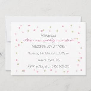 Invitación del partido Confetti Rosa