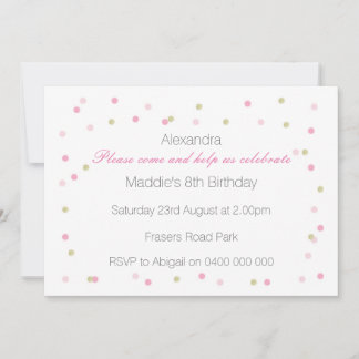 Invitación del partido Confetti Rosa