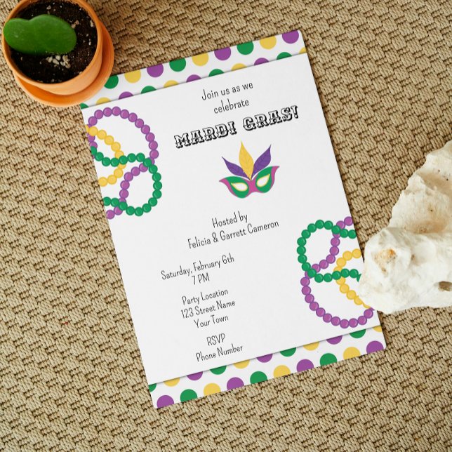 Invitación del partido Cute Mardi Gras (Subido por el creador)