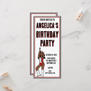 Invitación del partido de bailarina blanco rojo #1