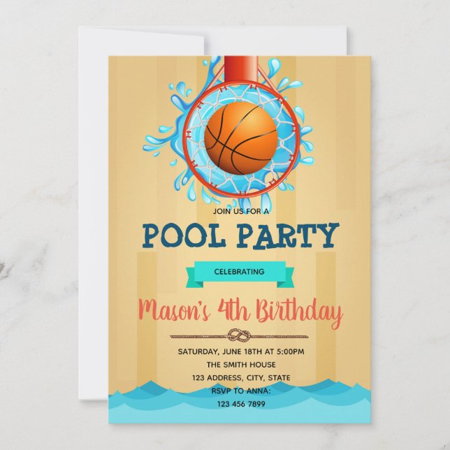 Invitación del partido de baloncesto Pool (Anverso)