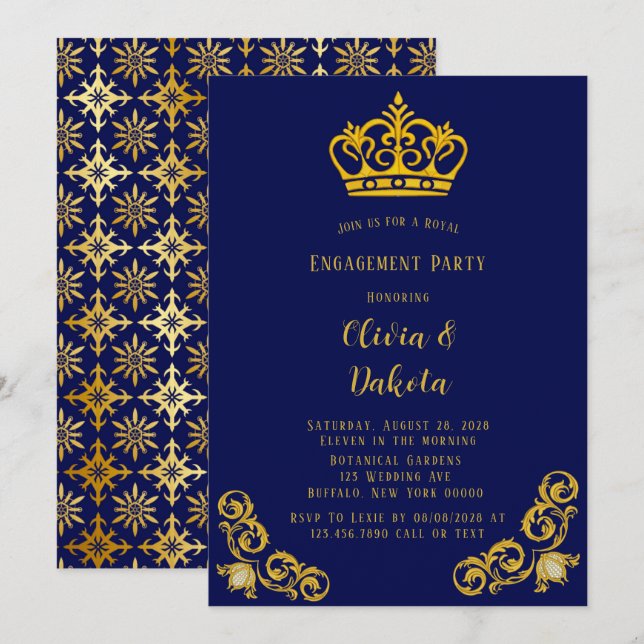 Invitación del Partido de Compromiso de Bodas Real (Anverso / Reverso)