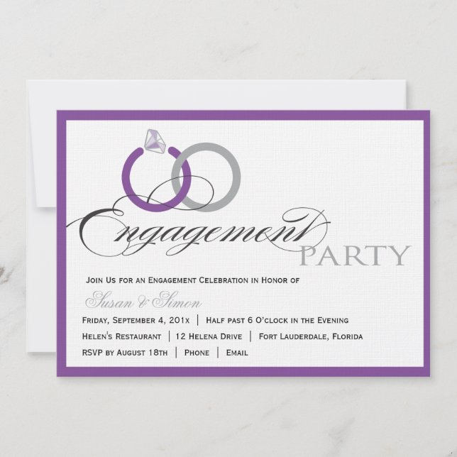 Invitación del partido de compromiso de guión púrp (Anverso)