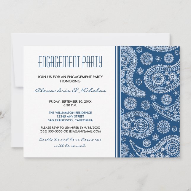 Invitación del partido de compromiso Henna Paisley (Anverso)