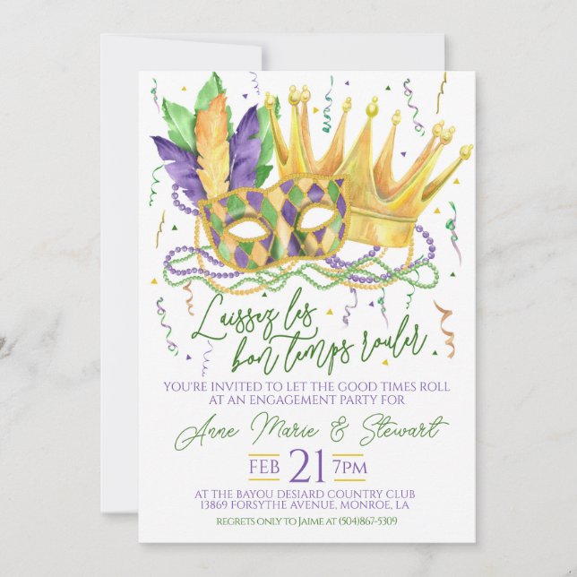 Invitación del partido de compromiso Mardi Gras (Anverso)