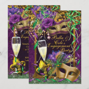 Invitación del partido de compromiso Mardi Gras