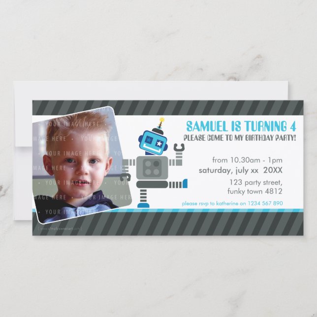 INVITACIÓN DEL PARTIDO DE CUMPLEAÑOS DE FOTO: Robo (Anverso)