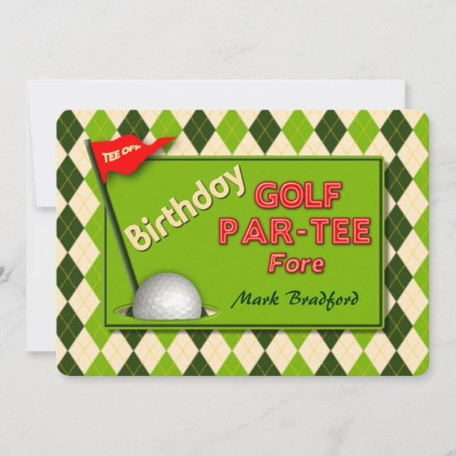 INVITACIÓN DEL PARTIDO DE CUMPLEAÑOS DE GOLF - PAR (Anverso)