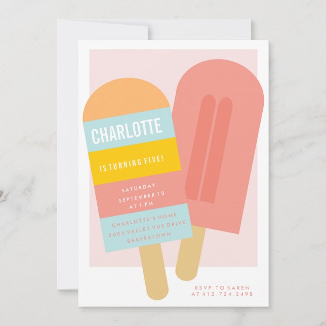 INVITACIÓN DEL PARTIDO DE CUMPLEAÑOS DE VERANO POP (Anverso)
