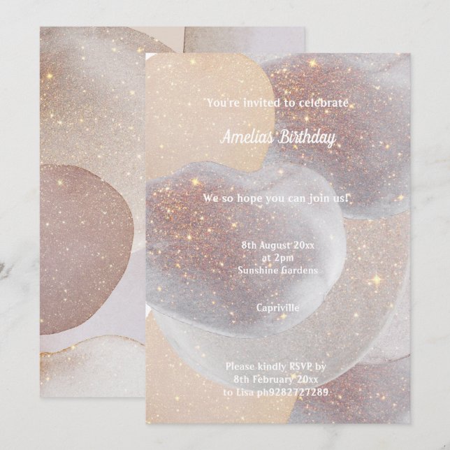 INVITACIÓN DEL PARTIDO DE CUMPLEAÑOS LUXE SPACE TA (Anverso / Reverso)