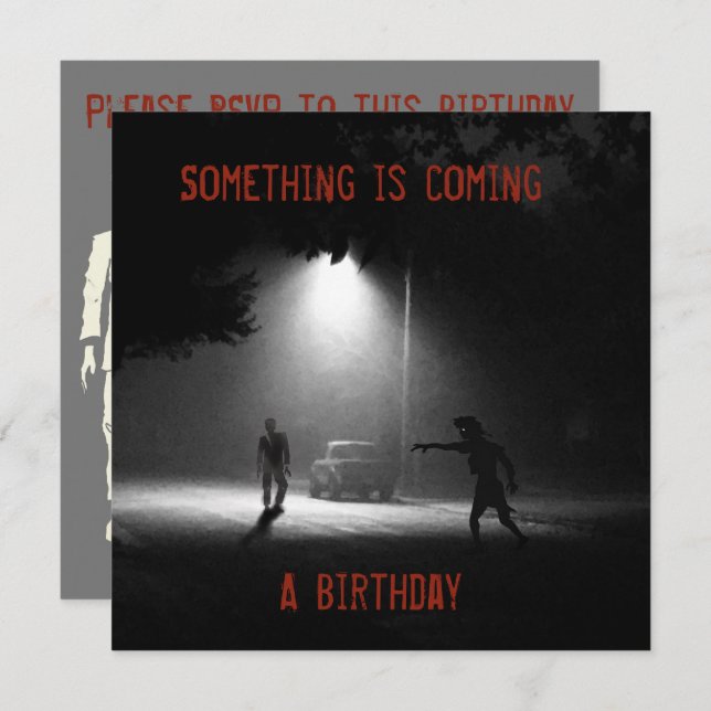 INVITACIÓN DEL PARTIDO DE CUMPLEAÑOS ZOMBIE por Je (Anverso / Reverso)